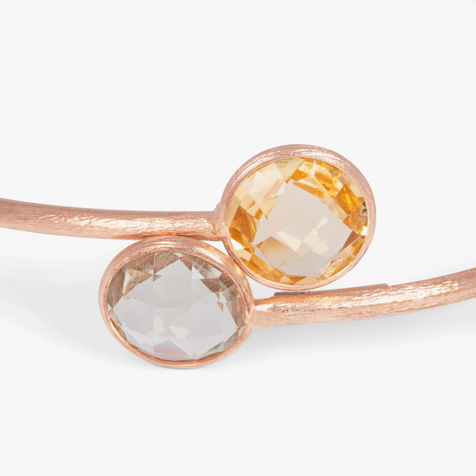14K satin rose gold  Kensington bangle with garnet and prasiolite