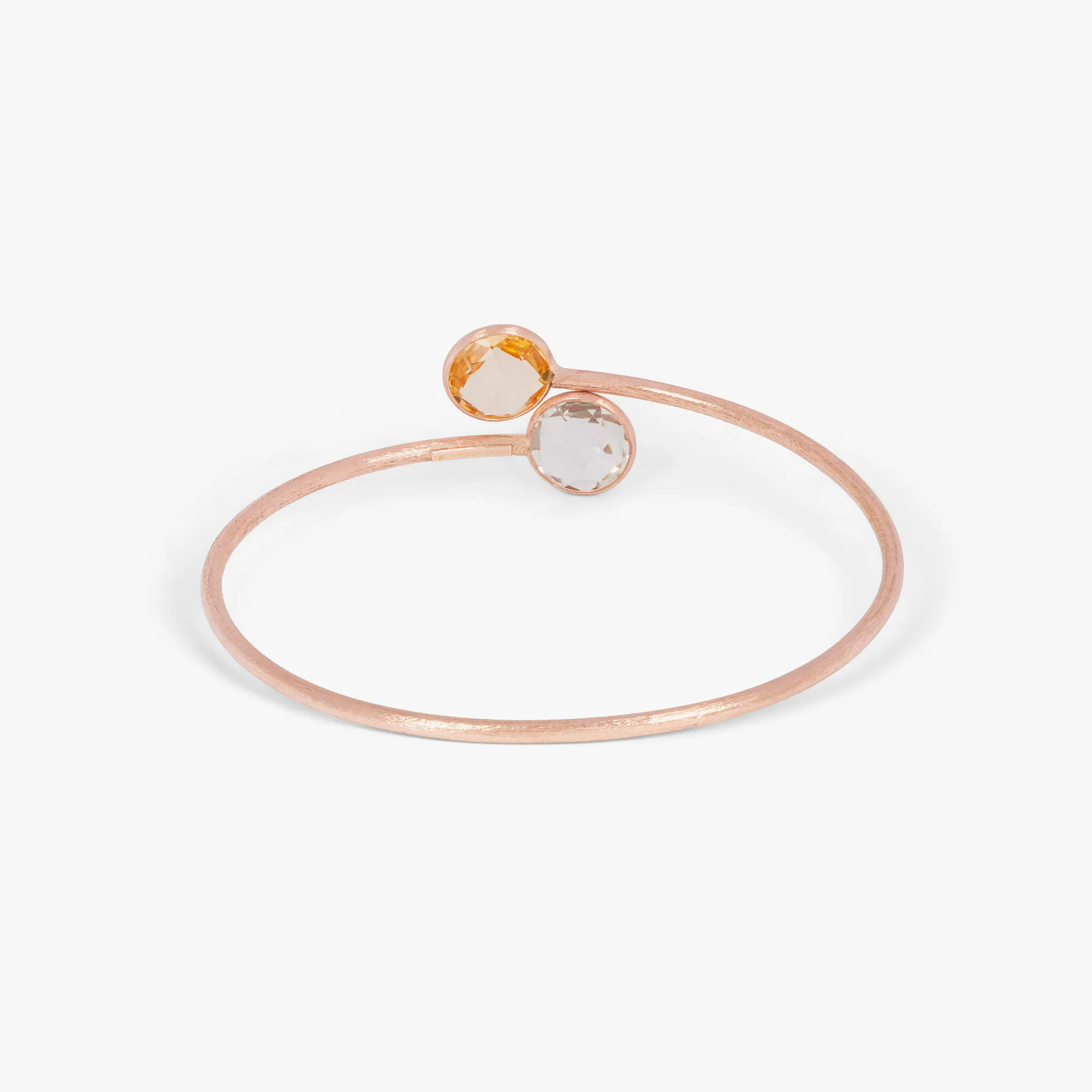 14K satin rose gold  Kensington bangle with garnet and prasiolite