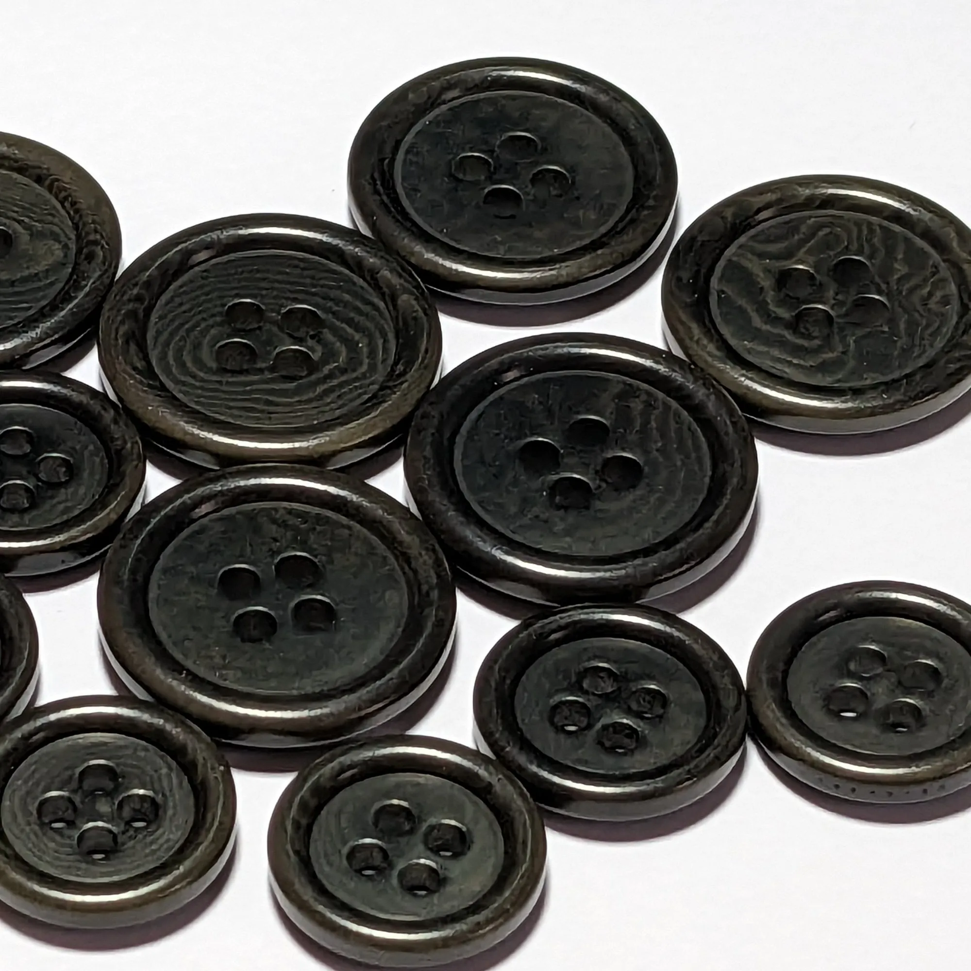 20mm or 15mm Black Corozo 4 Hole Buttons