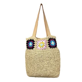Anju Jewelry - Nola Raffia & Cotton Crochet Bag, Natural