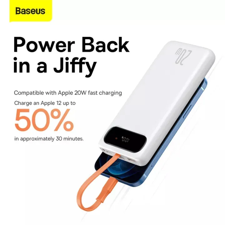 Baseus Block Digital Display 20W Quick Charging 10000mAh Power Bank with Lightning Cable