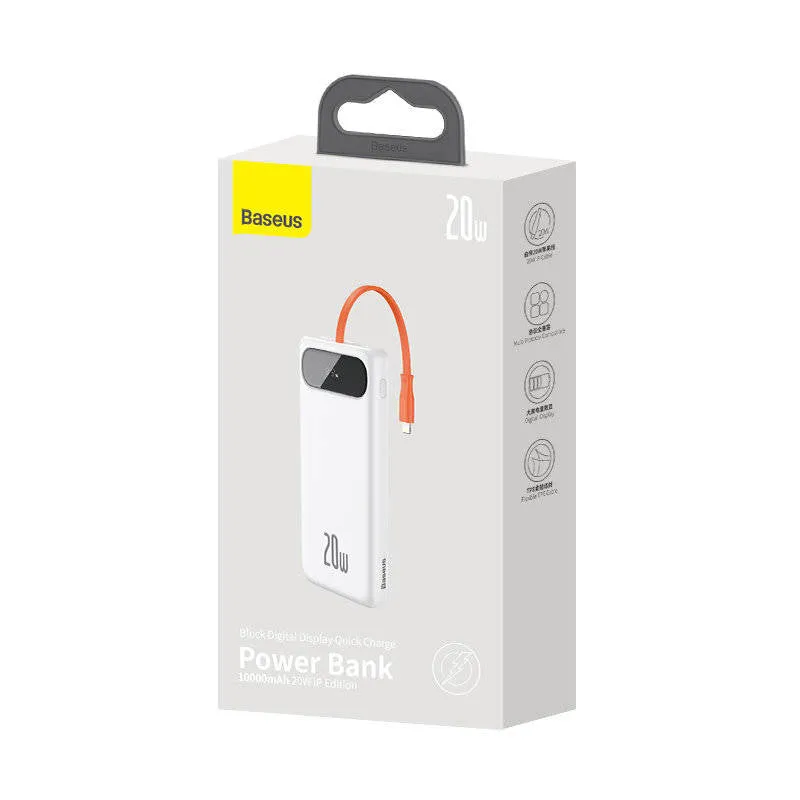 Baseus Block Digital Display 20W Quick Charging 10000mAh Power Bank with Lightning Cable