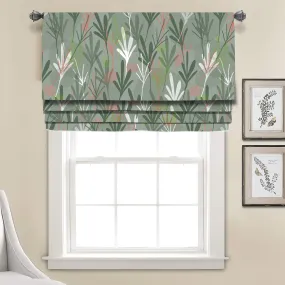 Botanical Flora Pattern Linen Faux Roman Shade Valance