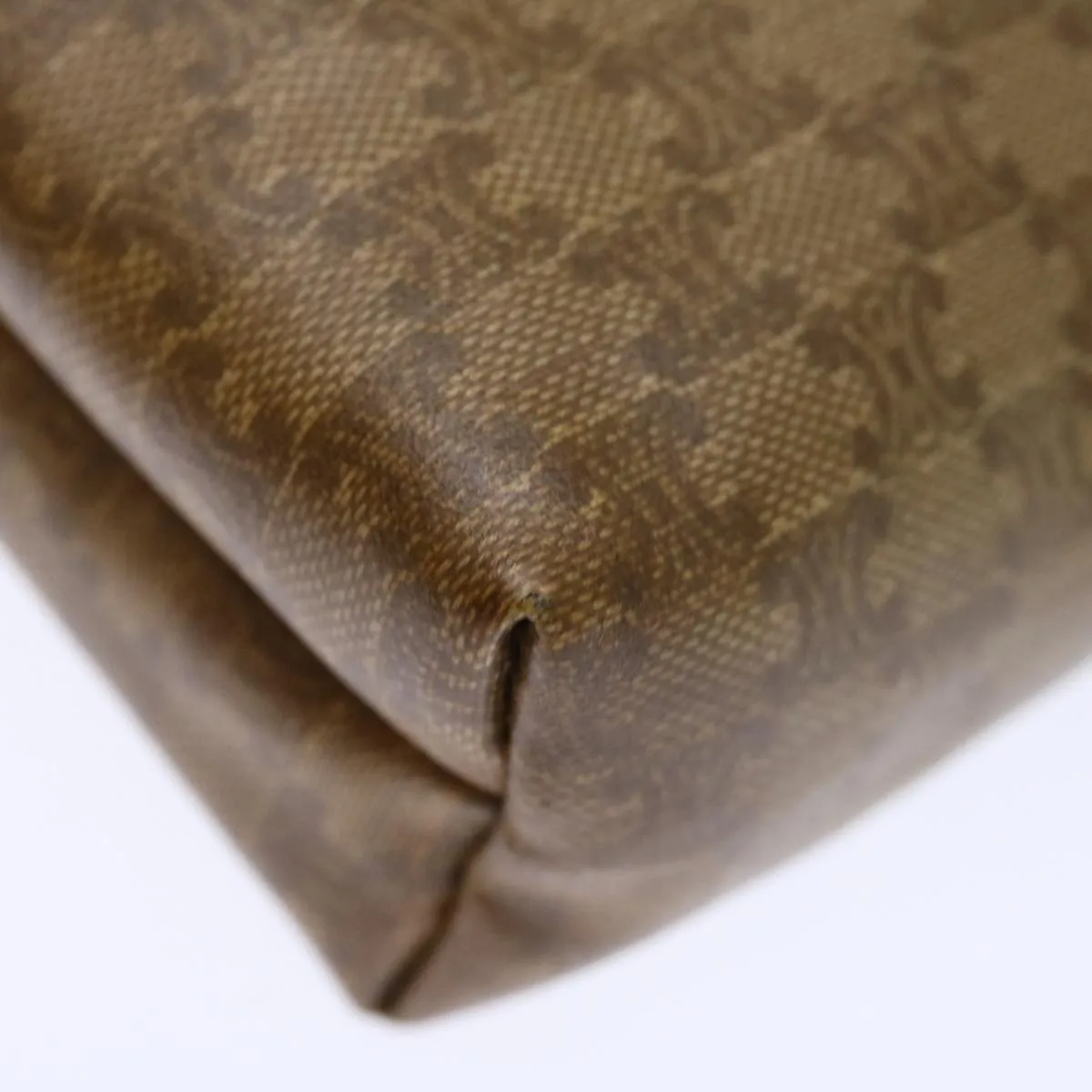 CELINE Macadam Canvas Clutch Bag Beige Auth 72478
