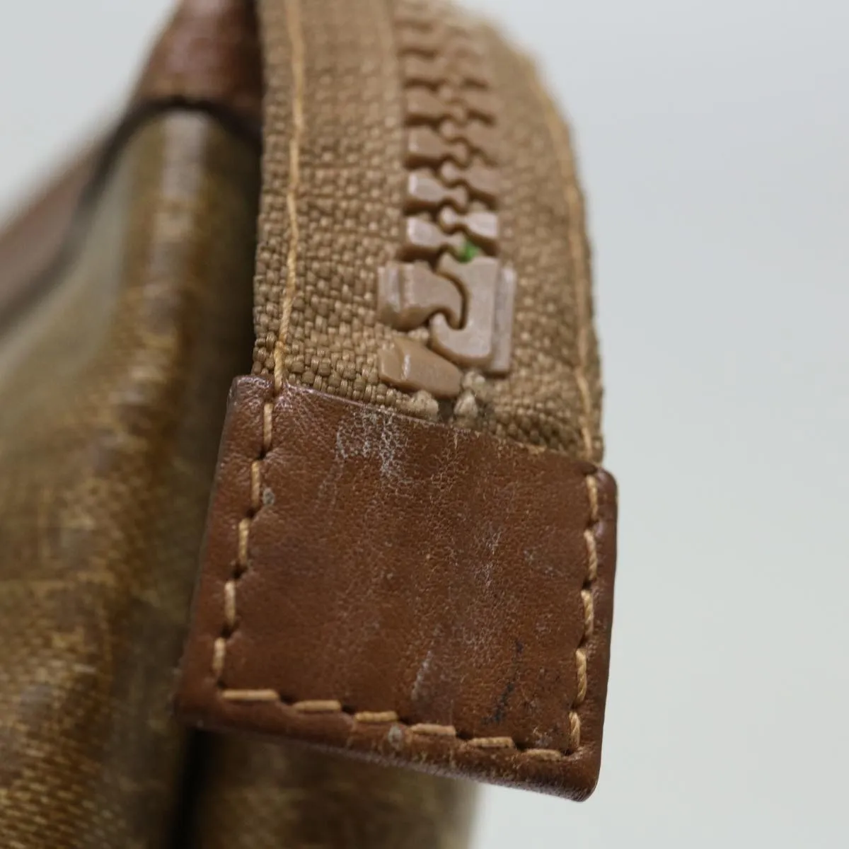 CELINE Macadam Canvas Clutch Bag Beige Auth 72478