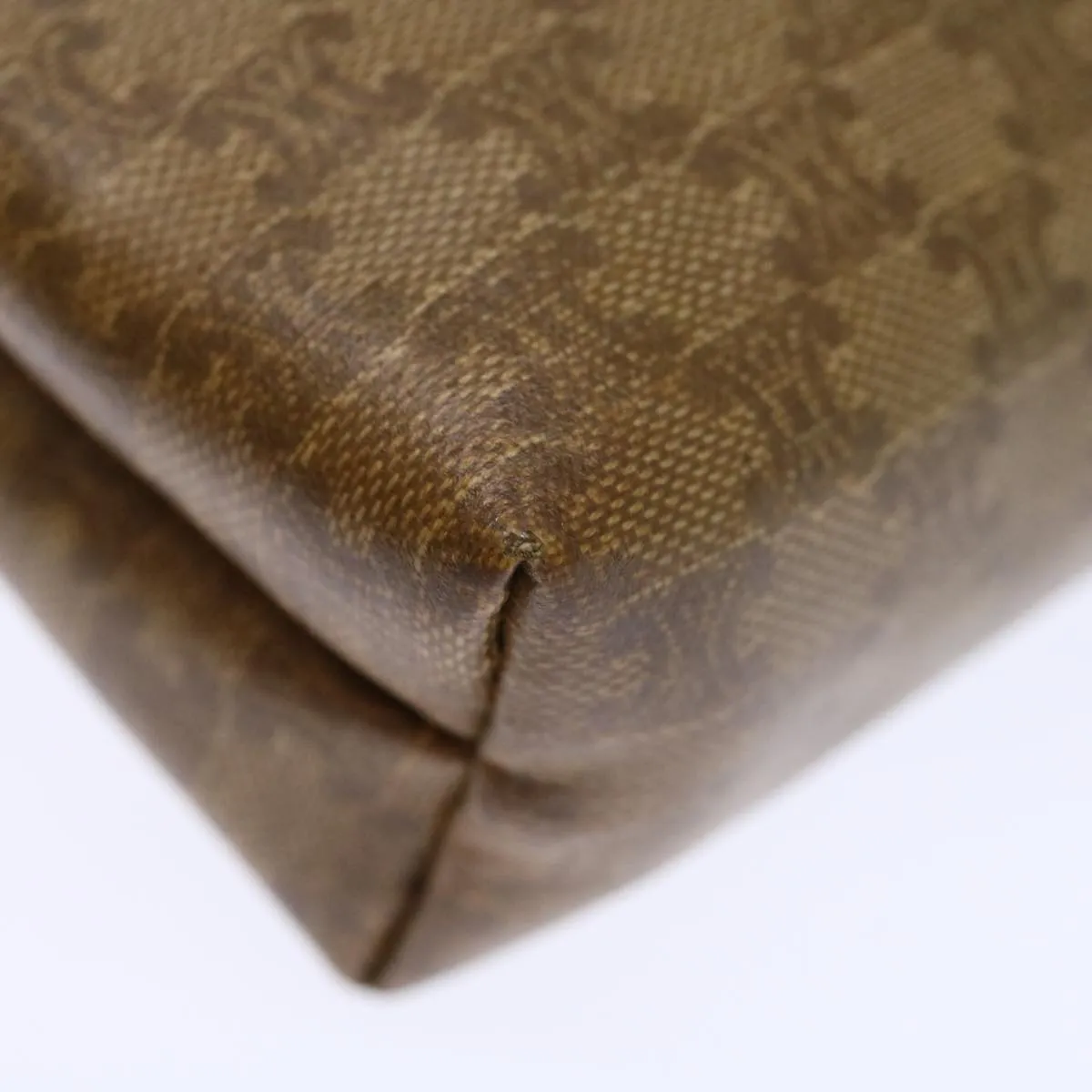 CELINE Macadam Canvas Clutch Bag Beige Auth 72478