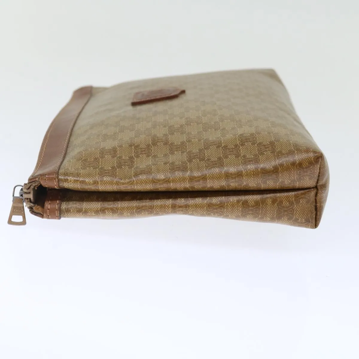 CELINE Macadam Canvas Clutch Bag Beige Auth 72478