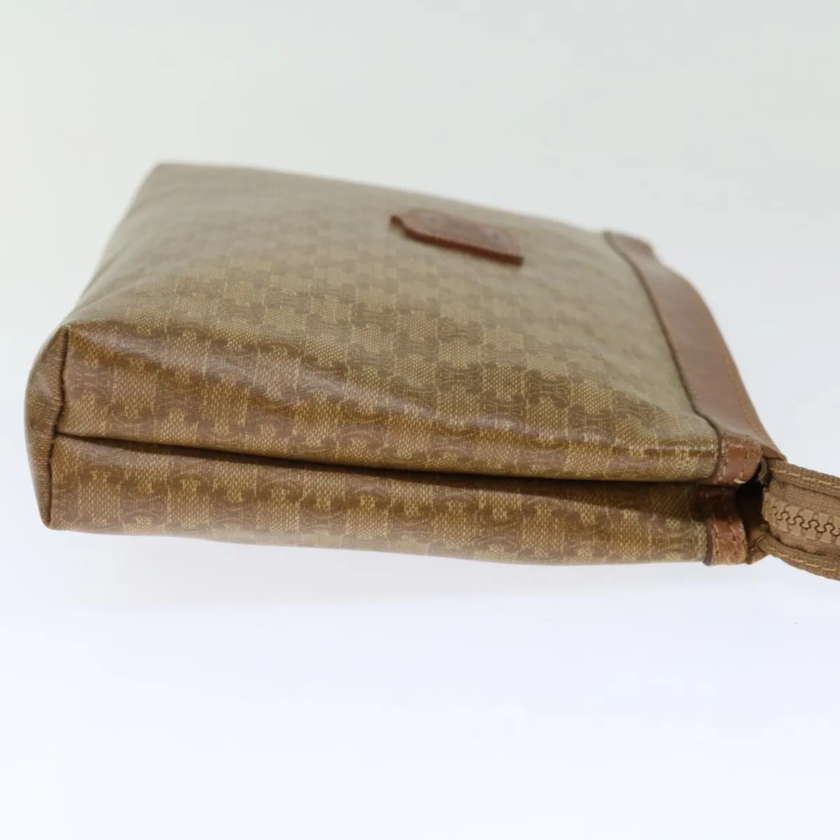 CELINE Macadam Canvas Clutch Bag Beige Auth 72478