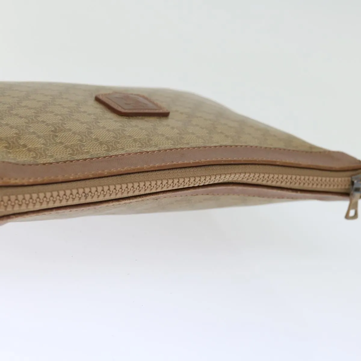 CELINE Macadam Canvas Clutch Bag Beige Auth 72478