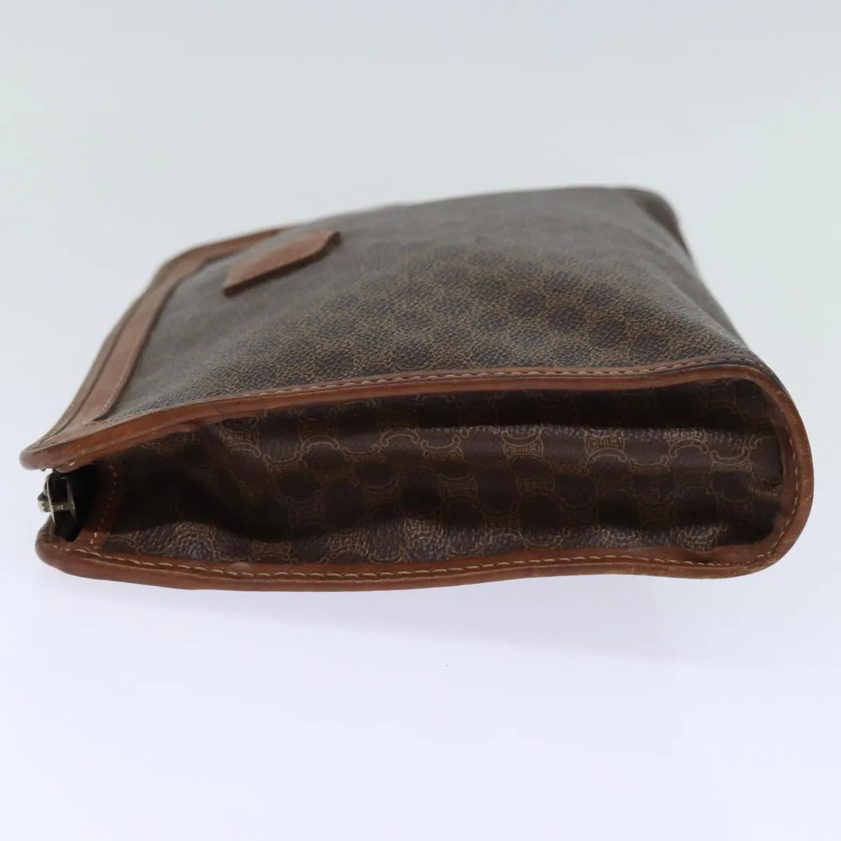 CELINE Macadam Canvas Clutch Bag PVC Brown Auth 72806