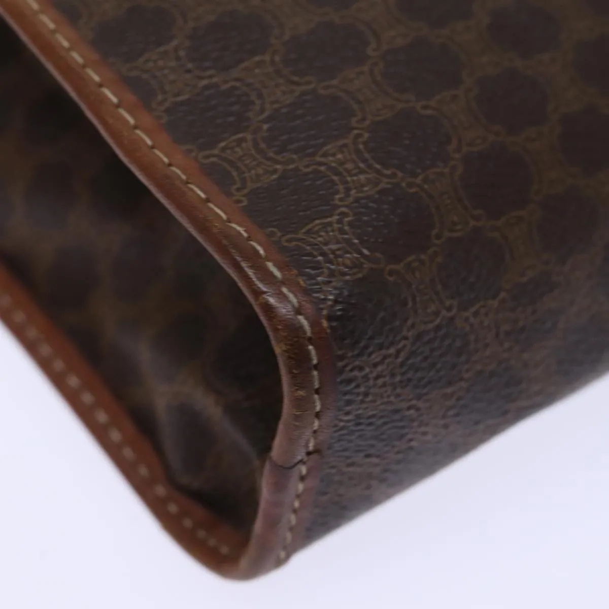 CELINE Macadam Canvas Clutch Bag PVC Brown Auth 72806