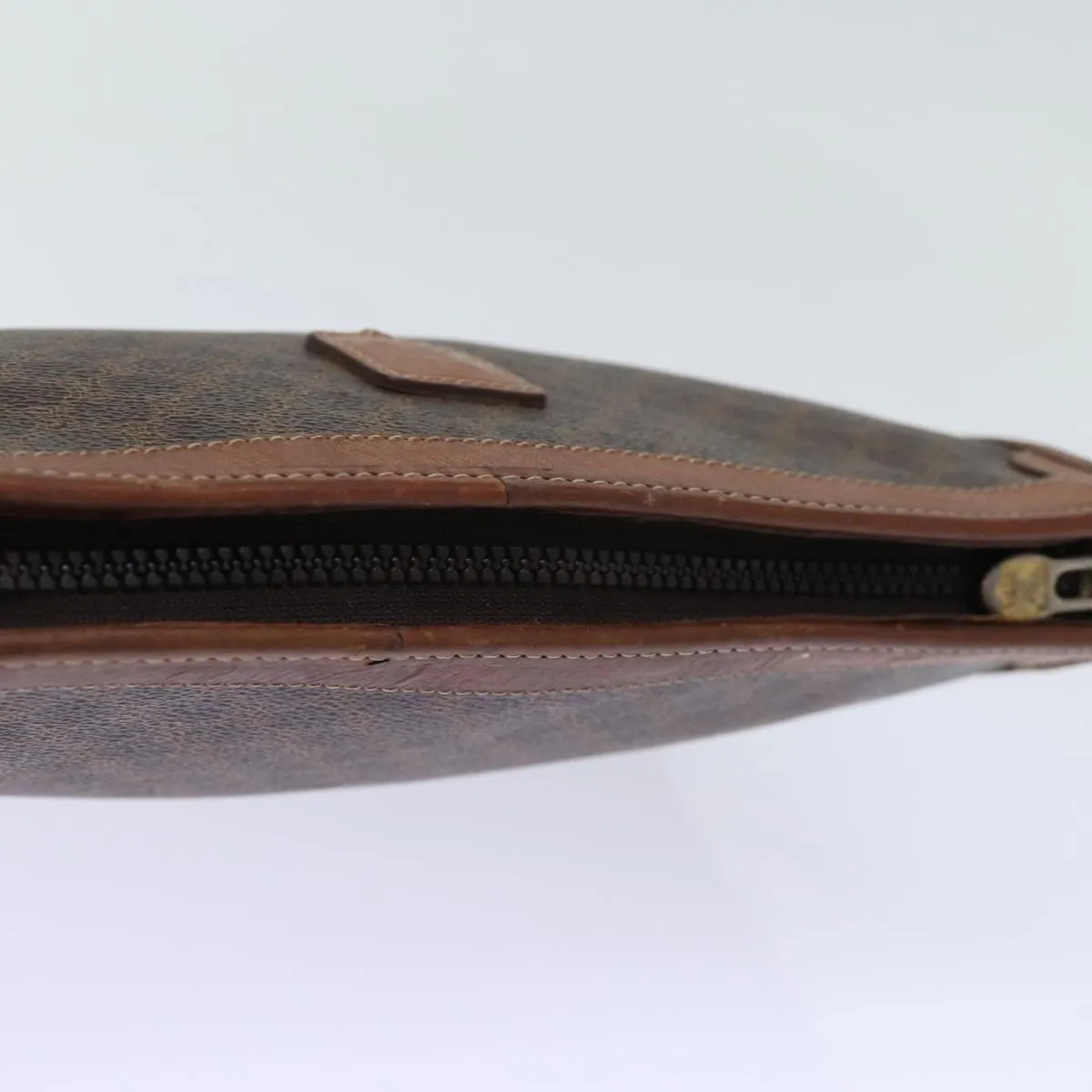 CELINE Macadam Canvas Clutch Bag PVC Brown Auth 72806