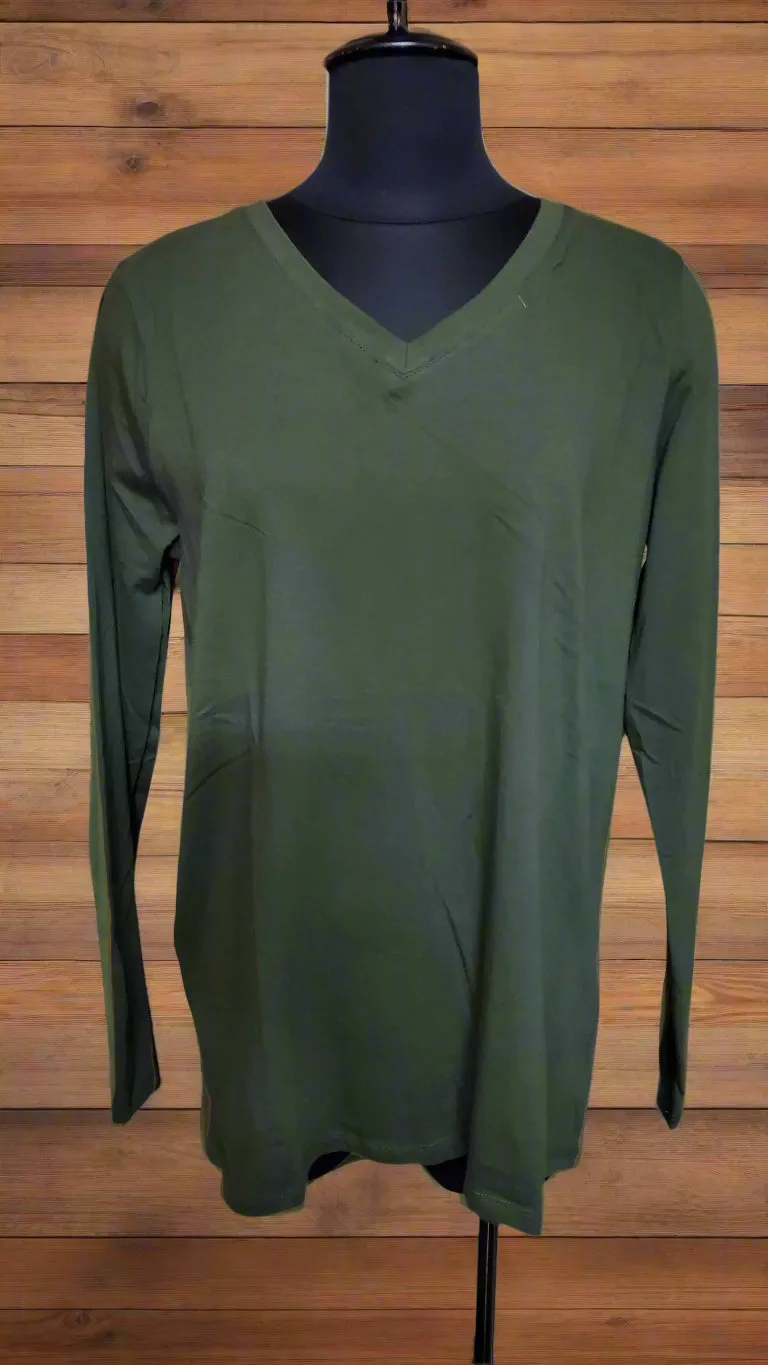Cotton V-Neck Long Sleeve GT1058