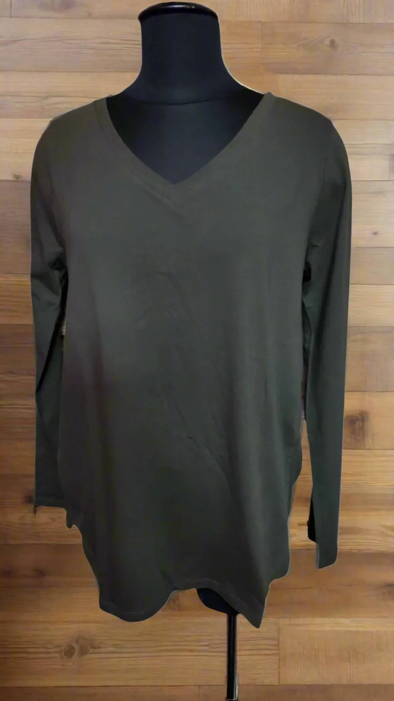 Cotton V-Neck Long Sleeve GT1058