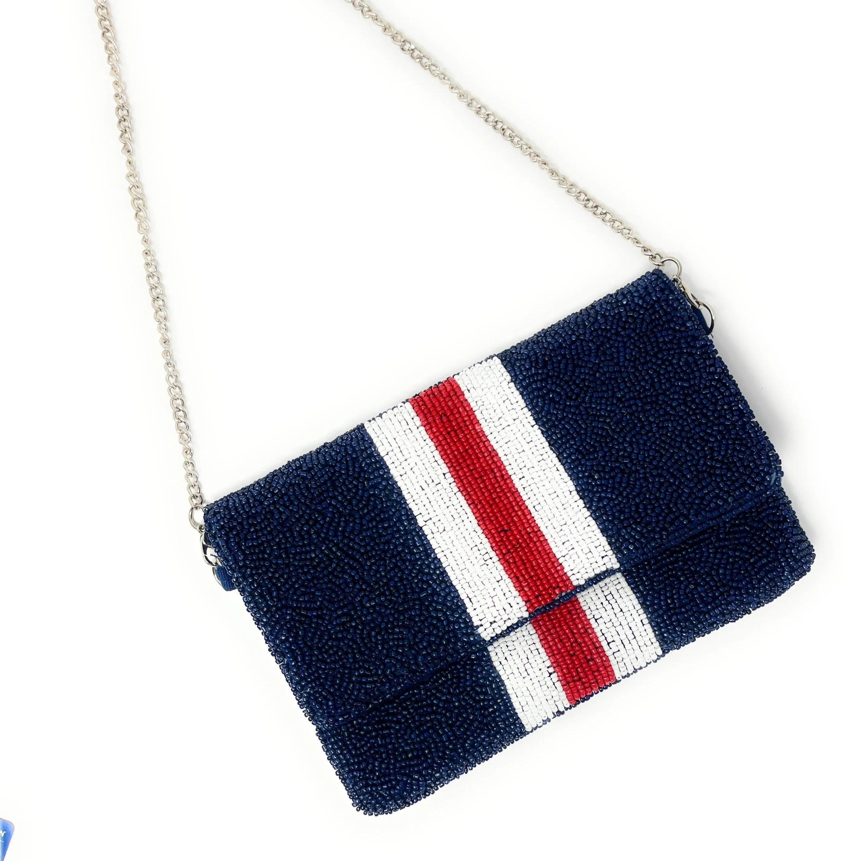 Dark Blue Beaded Clutch Purse