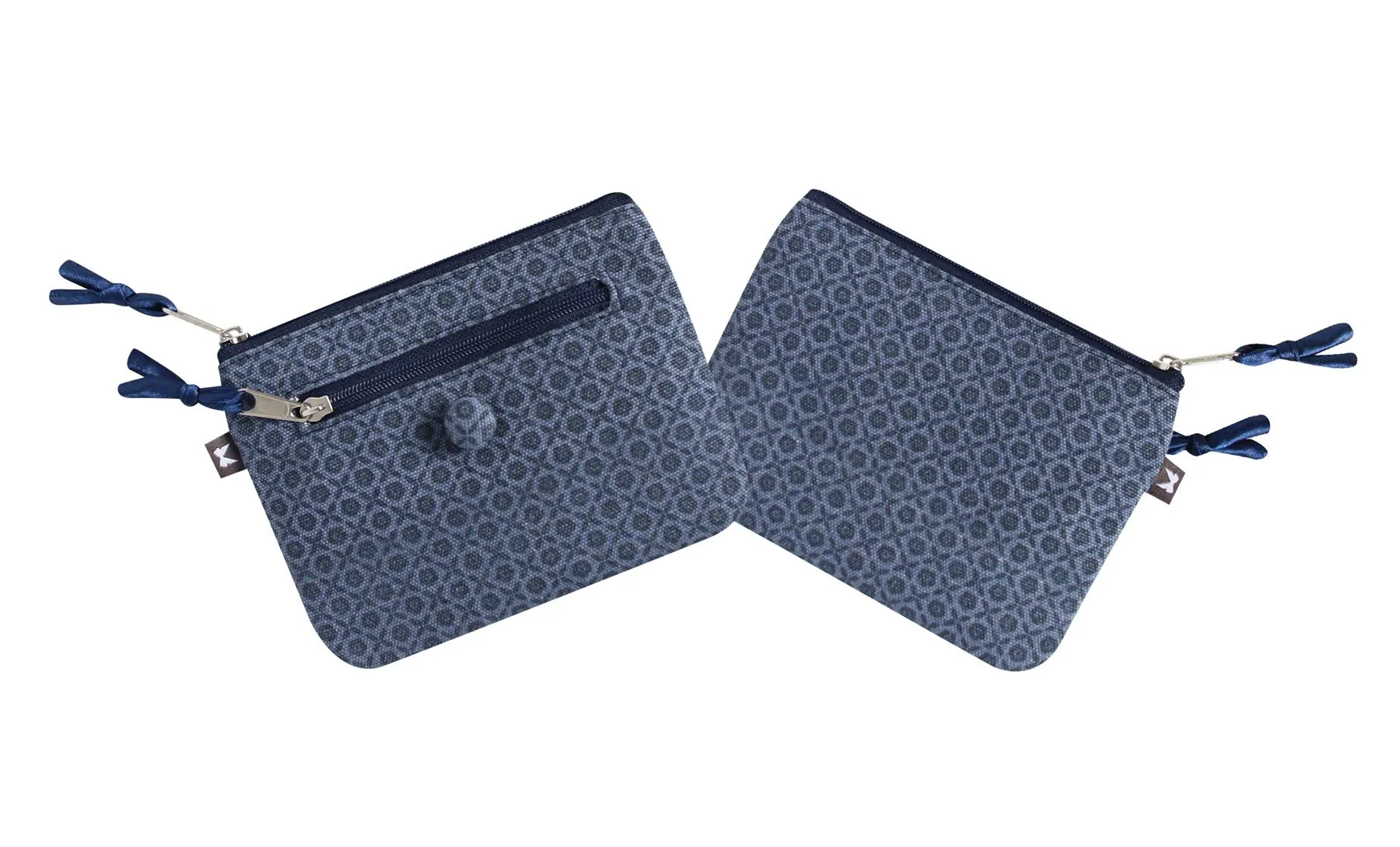 Earth Squared - Emily Purse - Navy Blue Printed Canvas - 14x11cms