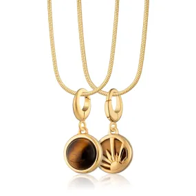 Gold Plated Tigers Eye Healing Stone Necklace (Courage)