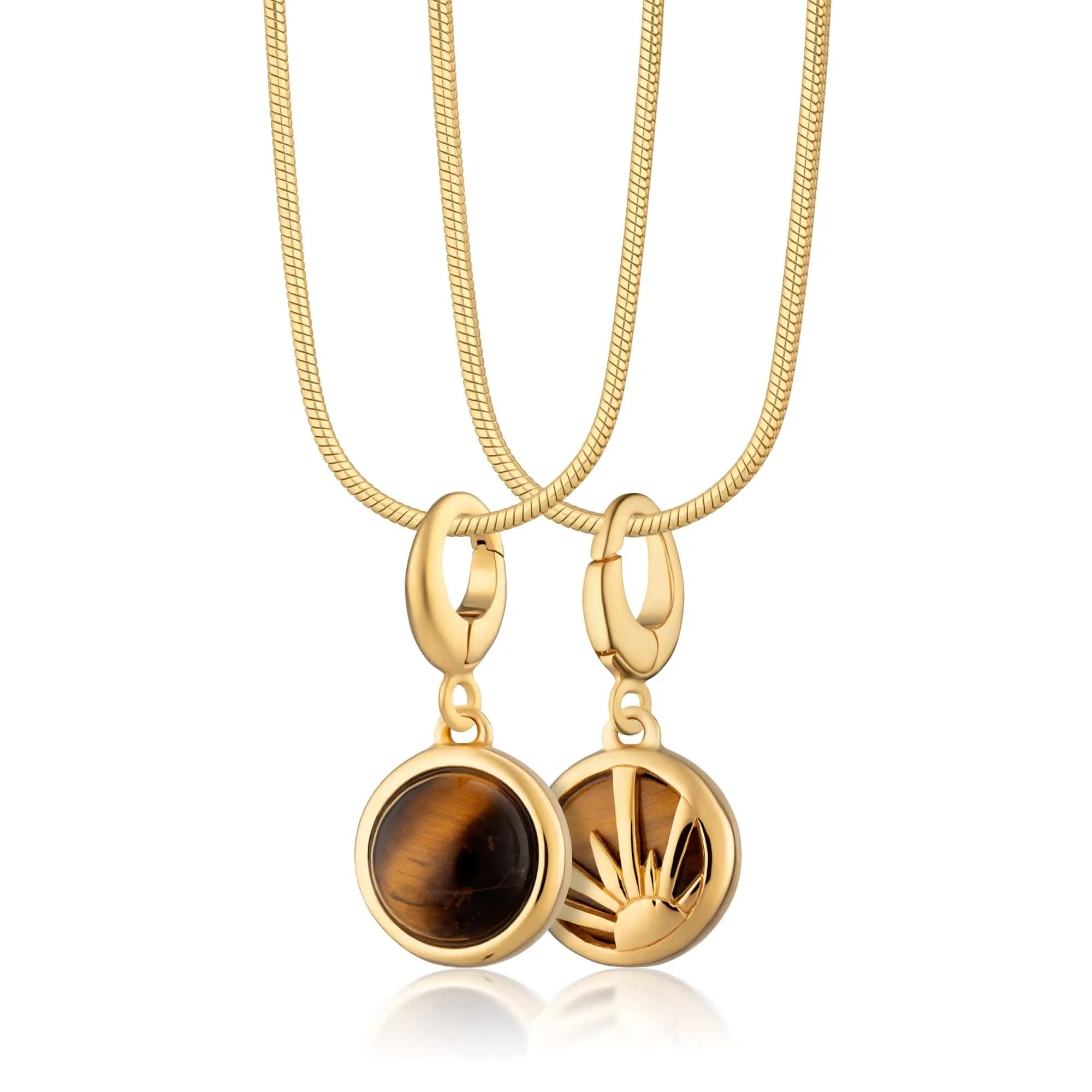 Gold Plated Tigers Eye Healing Stone Necklace (Courage)