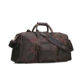 Handmade Retro Genuine Leather Travel Bag - Dark Brown