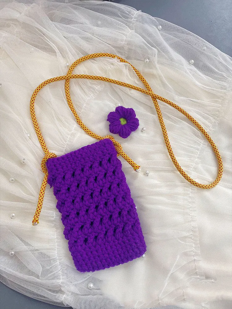 Knitted Crossbody Mobile Phone Bag Handmade