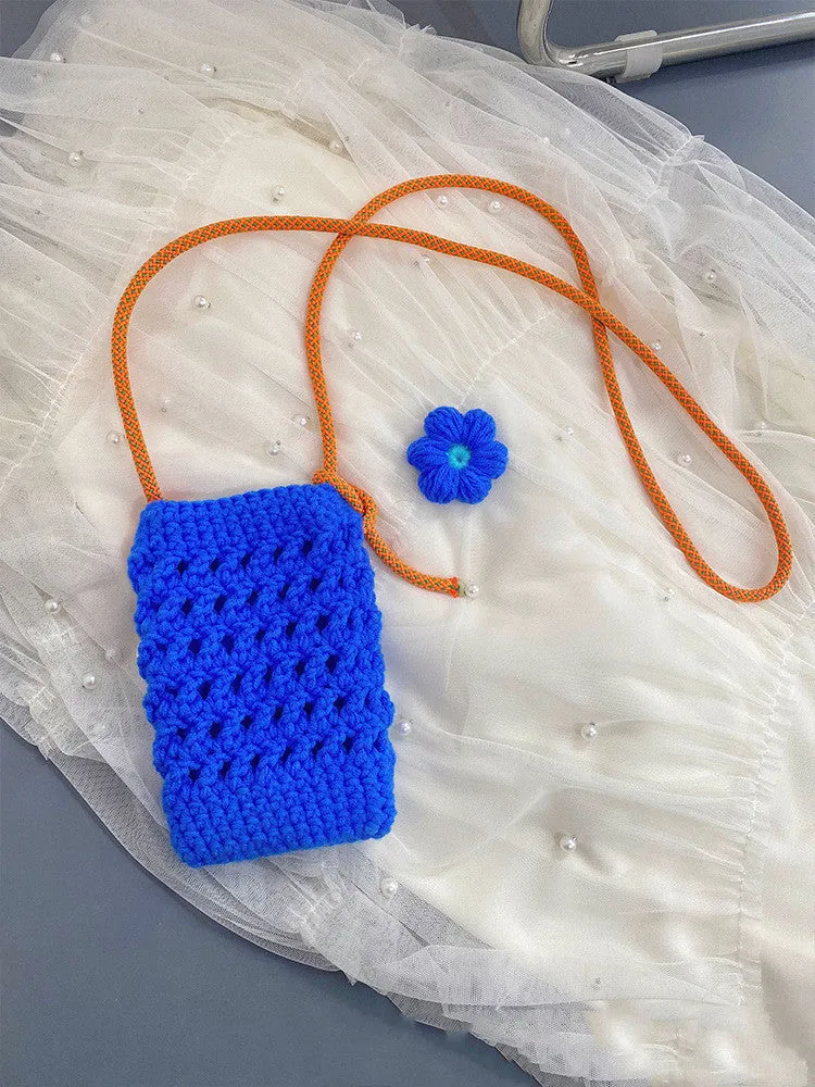 Knitted Crossbody Mobile Phone Bag Handmade