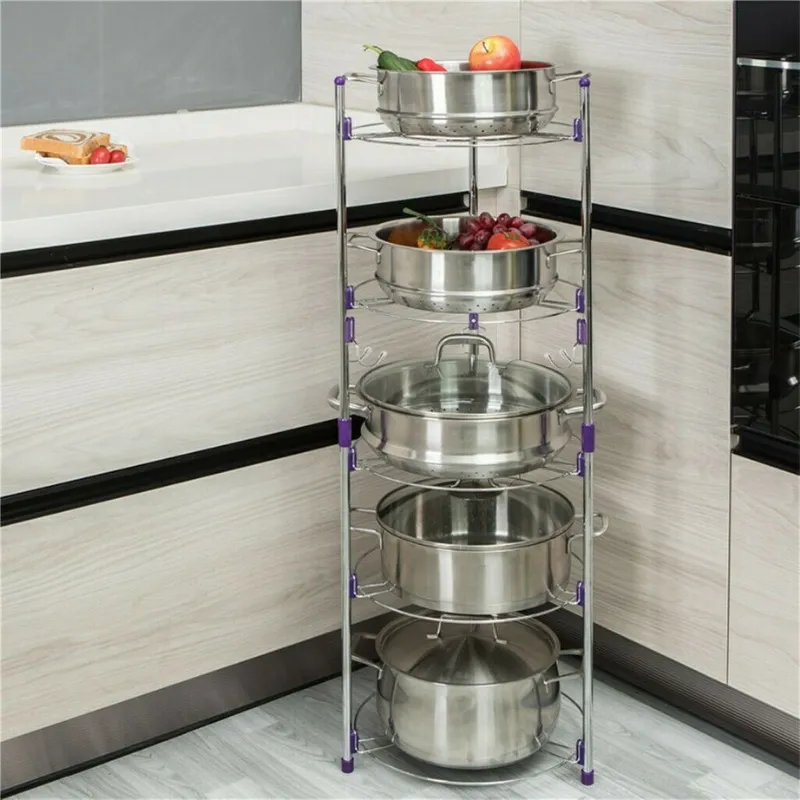 Large 5 Tier Pots And Pans Storage Organizer Rack