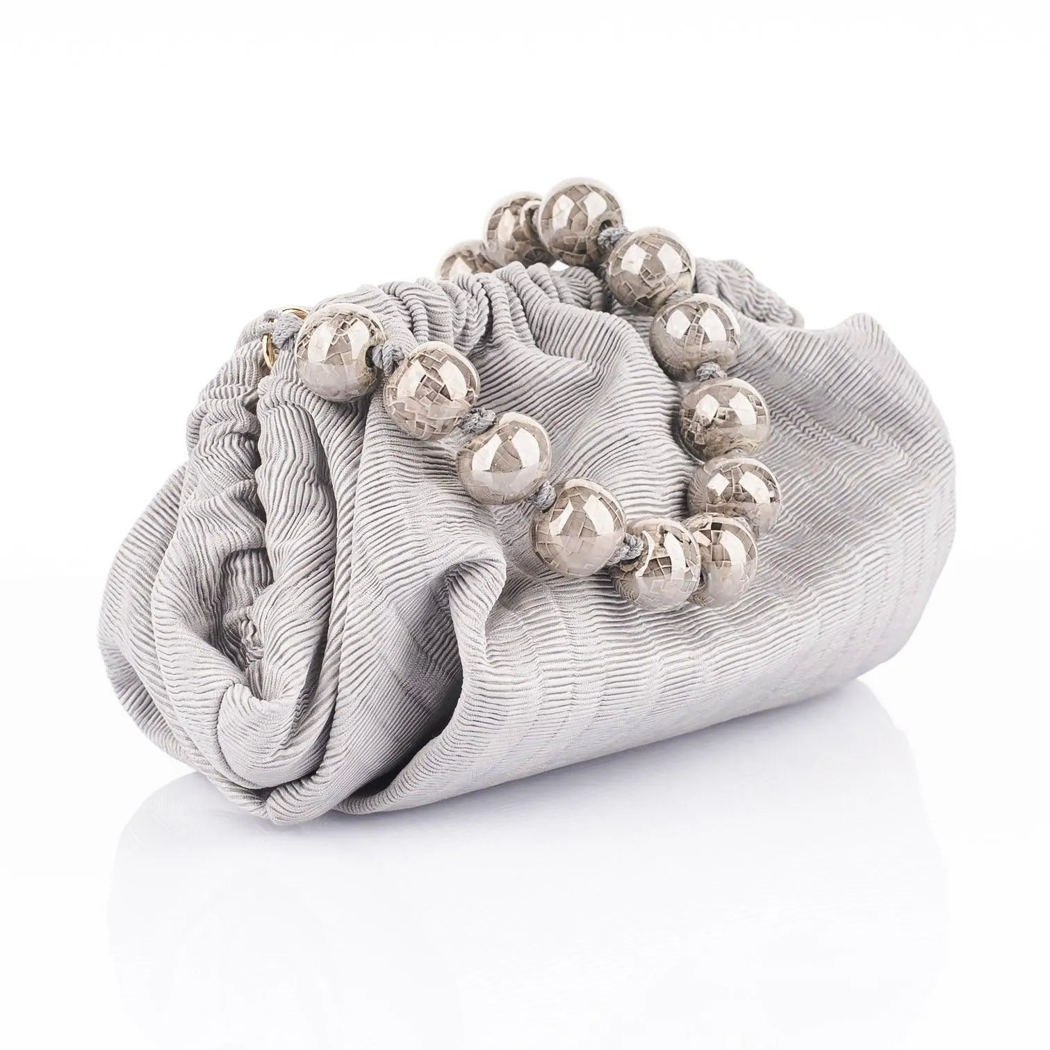 Natalia - Raso Plisse Mini Clutch Bag - Grey