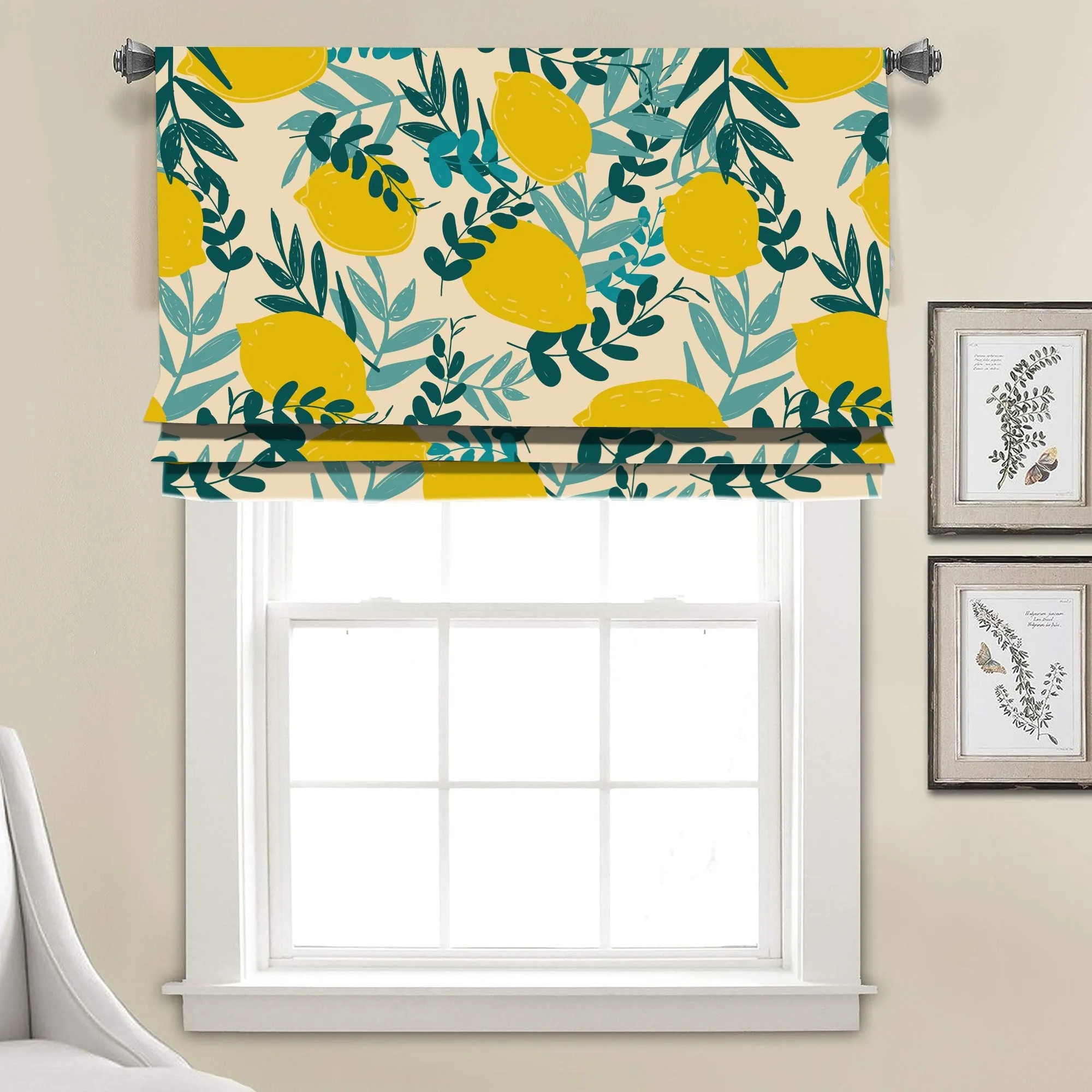 Portofino Lemon Faux Roman Shade Valance