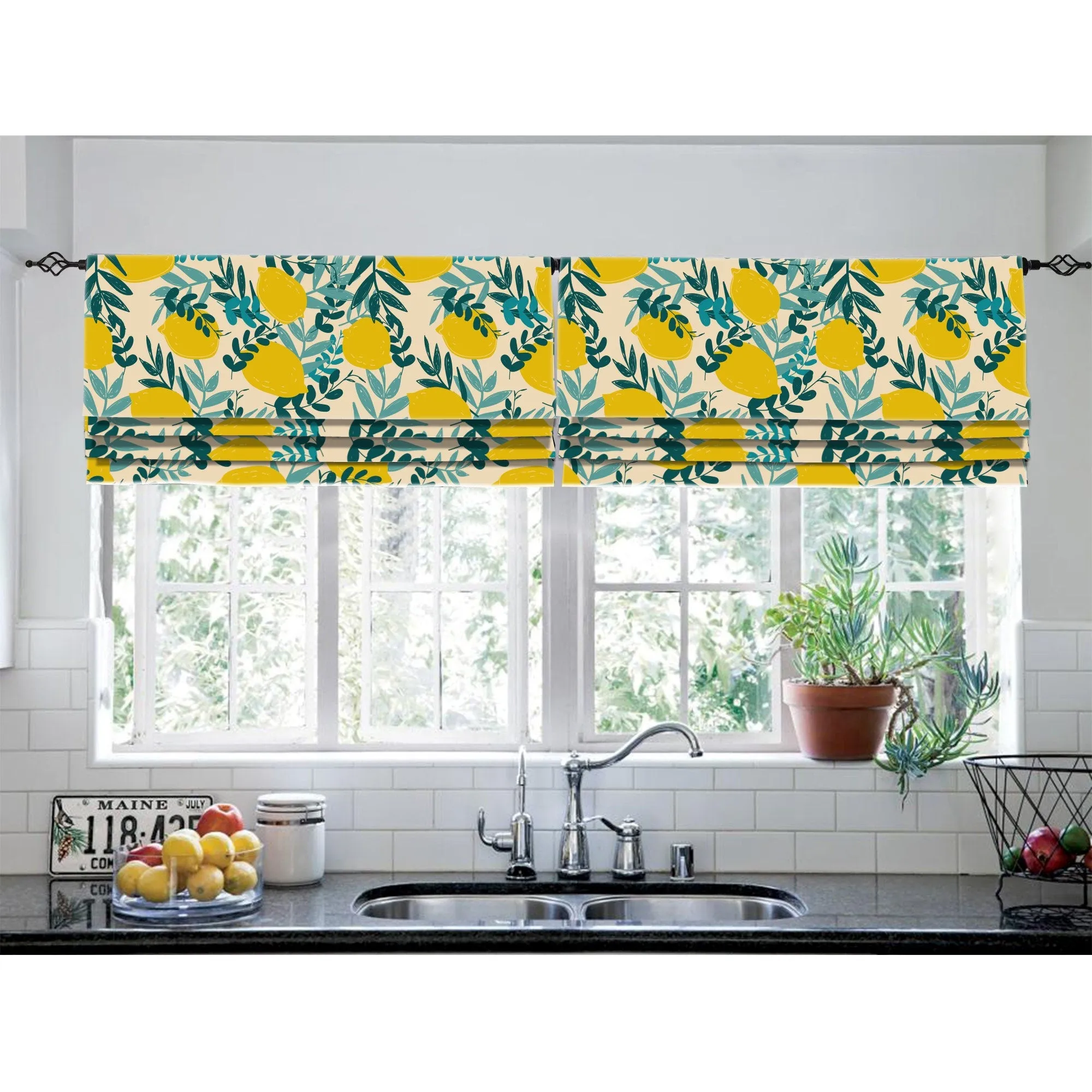 Portofino Lemon Faux Roman Shade Valance