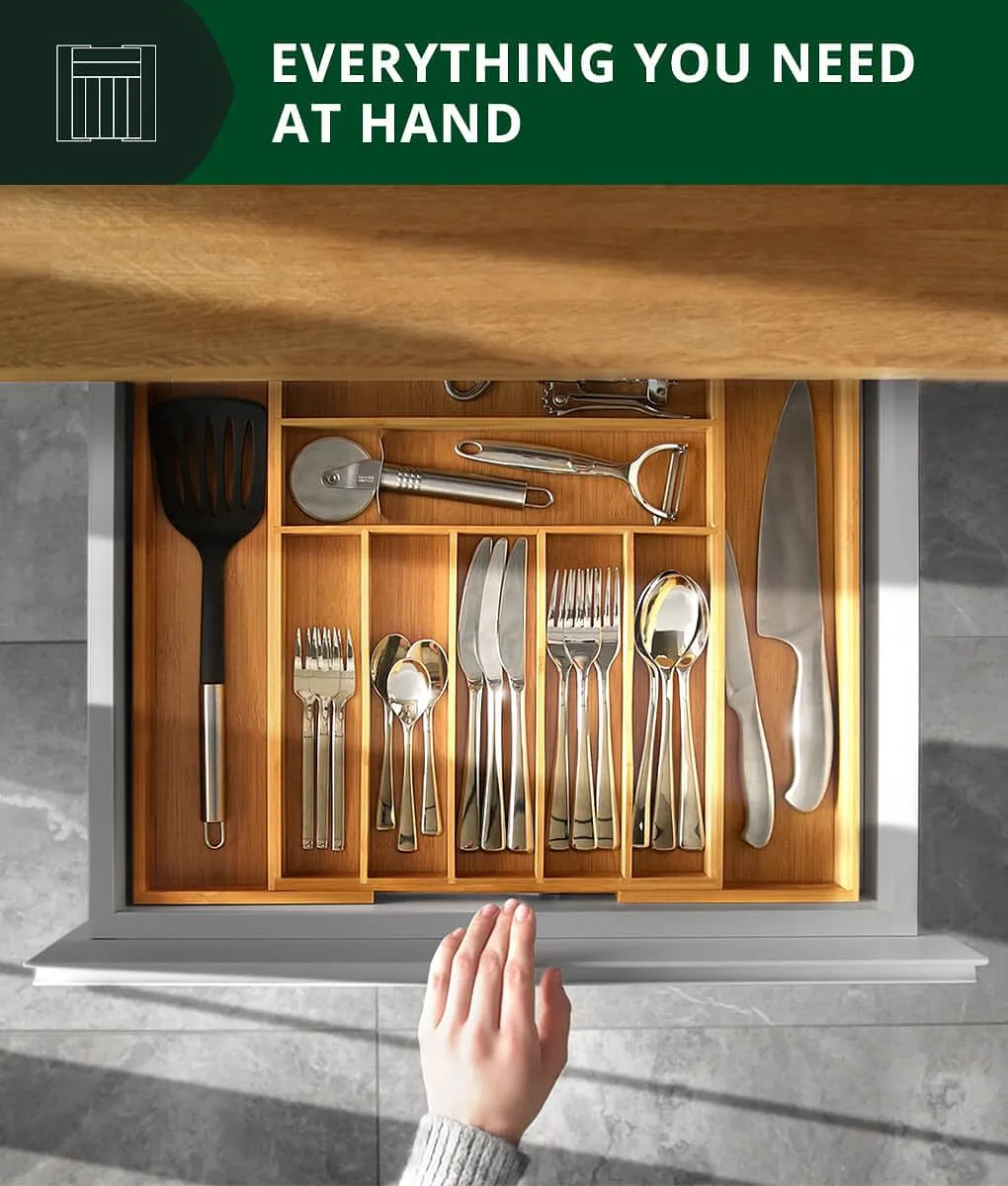 Royal Craft Wood Silverware Drawer Organizer 9 Slots