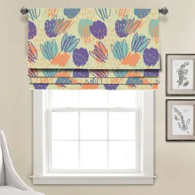 Splash Abstract Tulips Linen Faux Roman Shade Valance