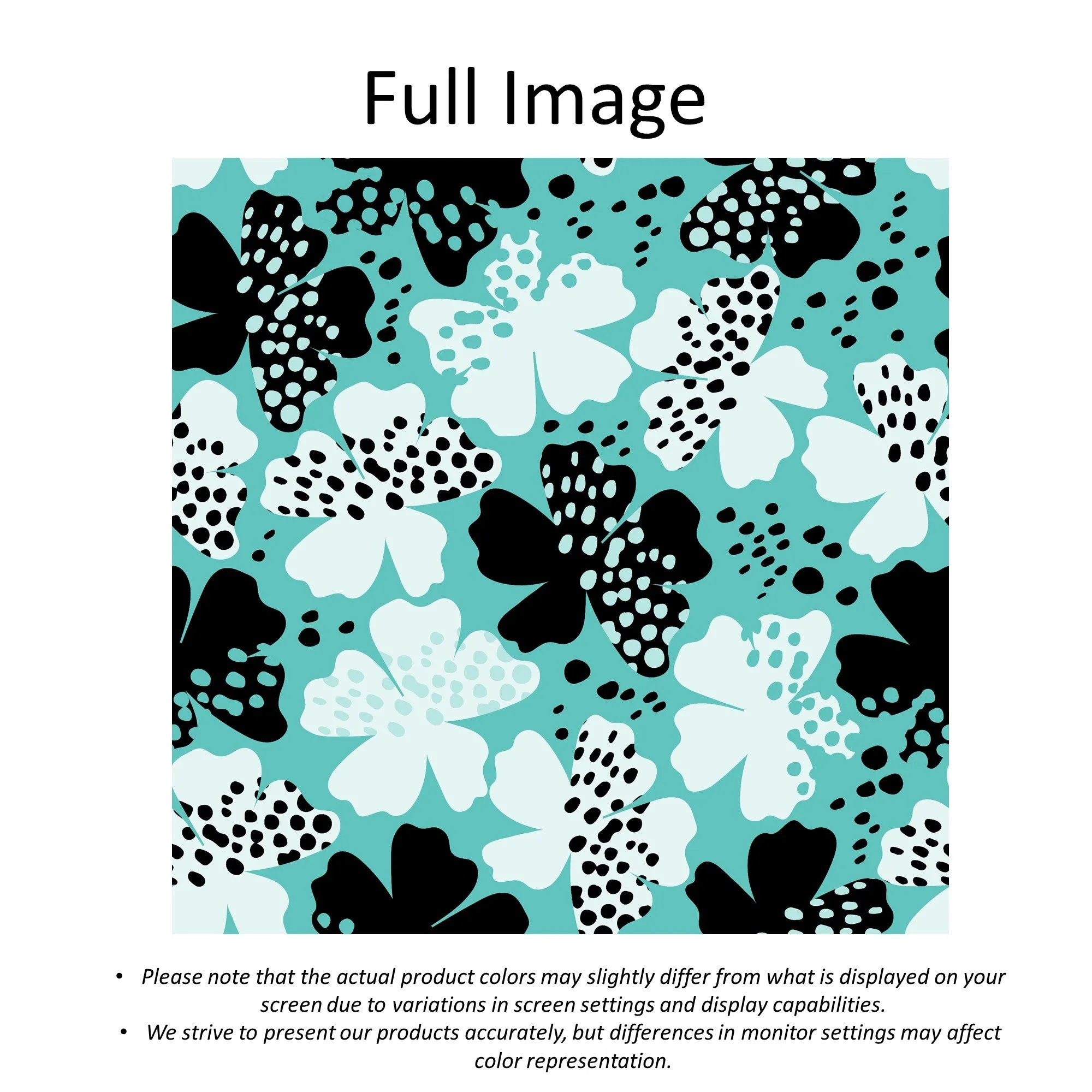 Teal Turquoise Mod Blossoms Linen Faux Roman Shade Valance