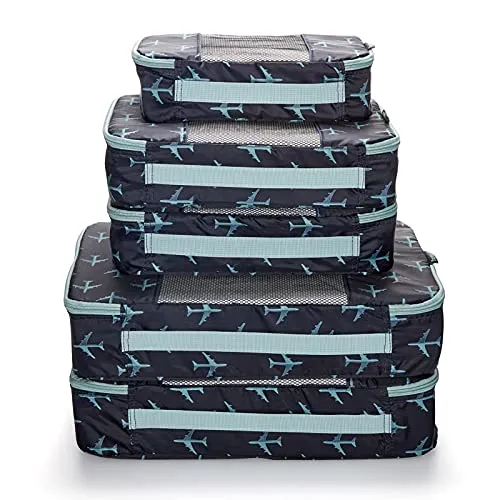 TravelWise Packing Cubes, Navy Airplanes Set