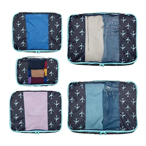 TravelWise Packing Cubes, Navy Airplanes Set