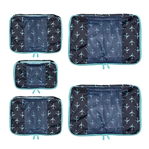 TravelWise Packing Cubes, Navy Airplanes Set