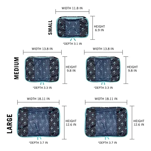 TravelWise Packing Cubes, Navy Airplanes Set