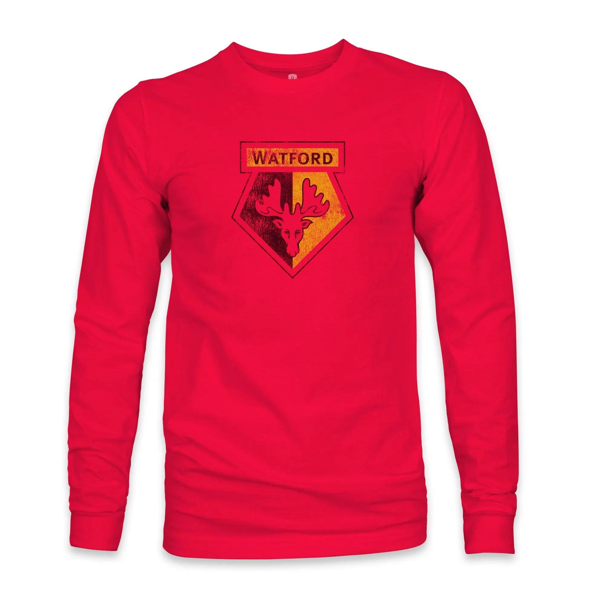 Watford Color Badge Cotton Long Sleeve T-Shirt - Red