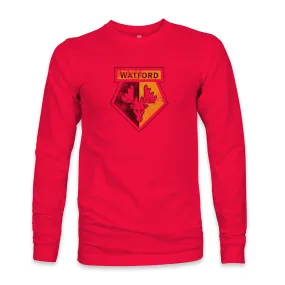 Watford Color Badge Cotton Long Sleeve T-Shirt - Red