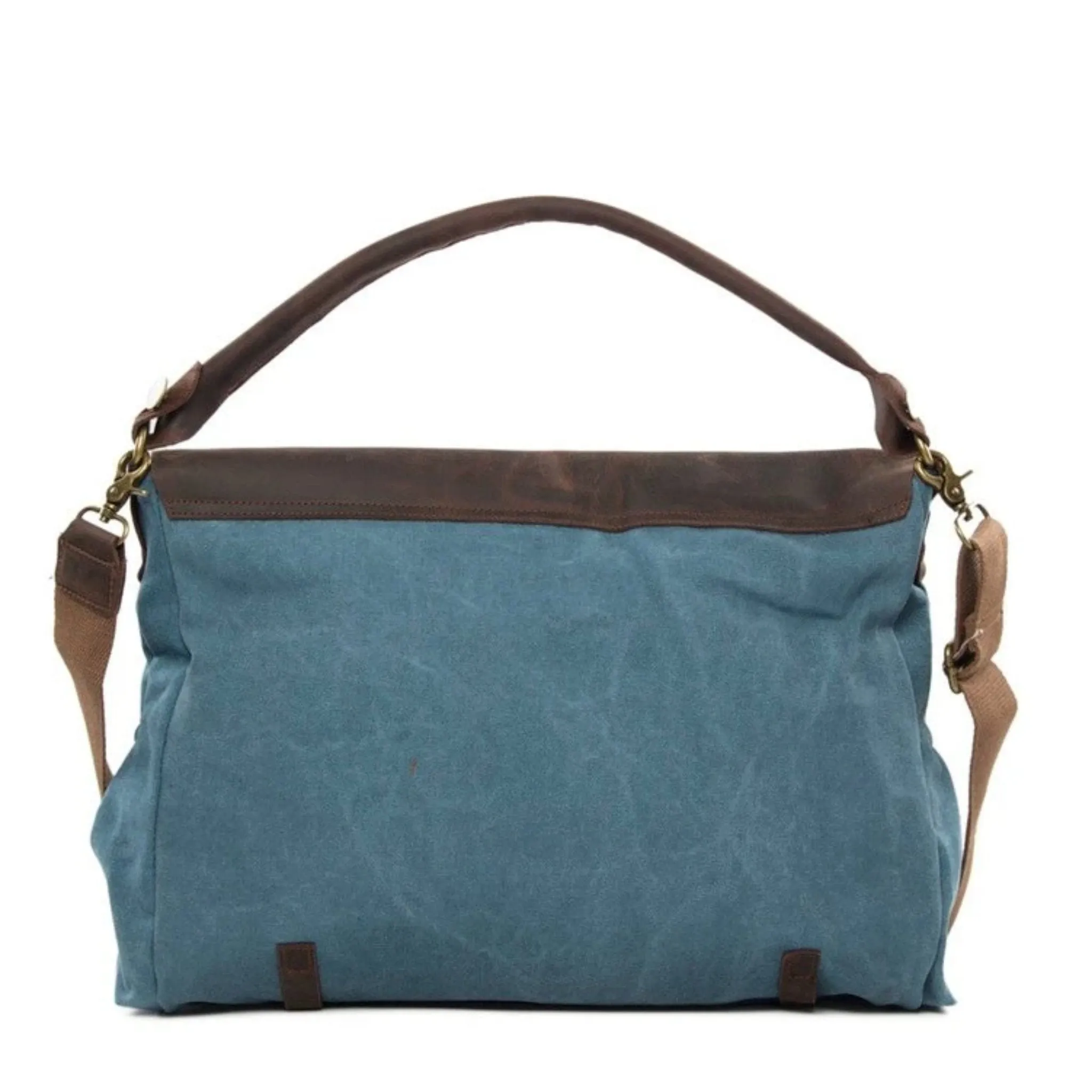 Waxed Canvas Large Messenger Shoulder Bag | Blue