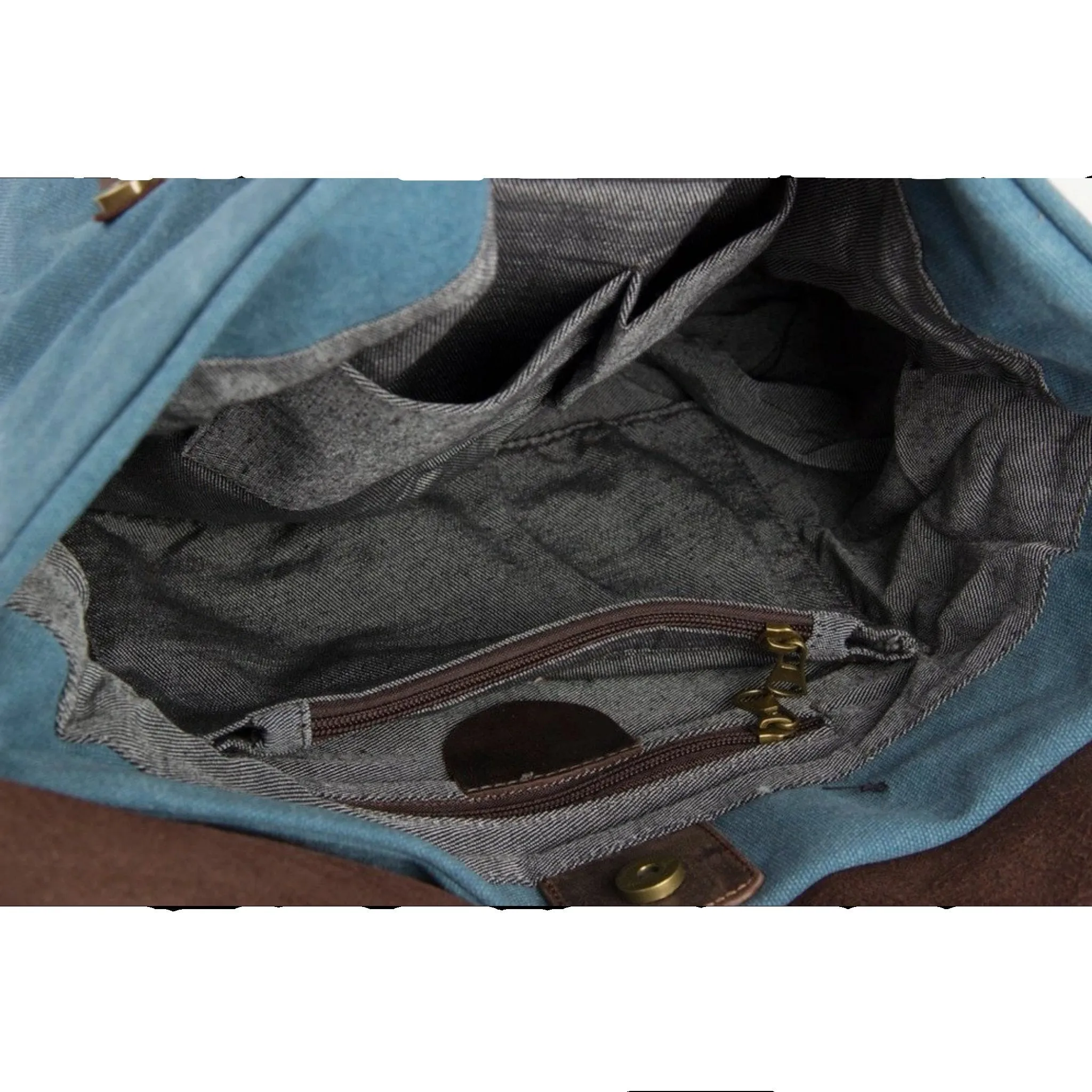 Waxed Canvas Large Messenger Shoulder Bag | Blue