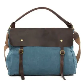 Waxed Canvas Large Messenger Shoulder Bag | Blue