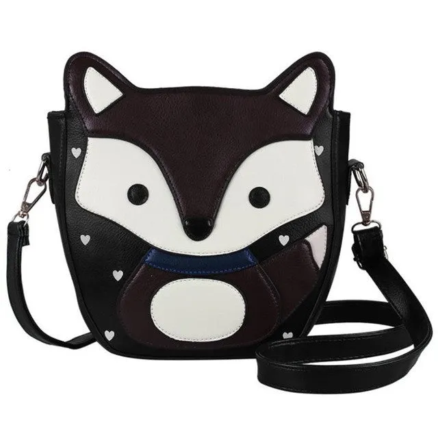 Women Cartoon Fox Campus womens bag small shoulder Leather handbag new arrival women messenger bags