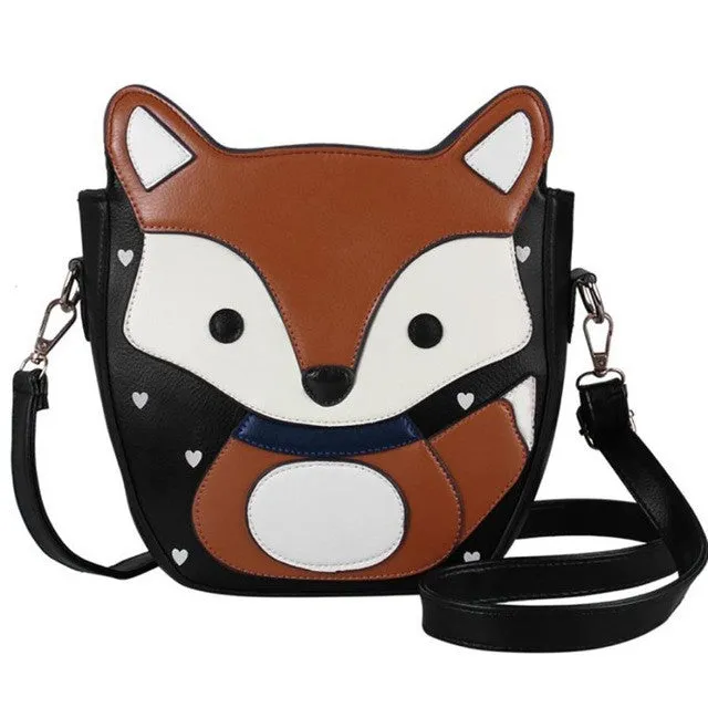 Women Cartoon Fox Campus womens bag small shoulder Leather handbag new arrival women messenger bags