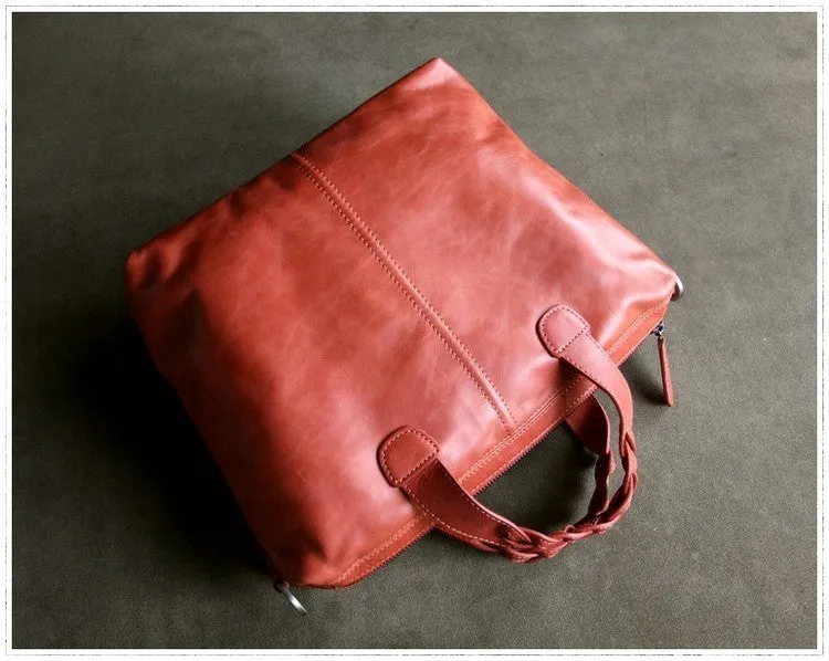 Womens Red Leather Work Handbag Purse Unique Leather Work Shoulder Purse for Ladies