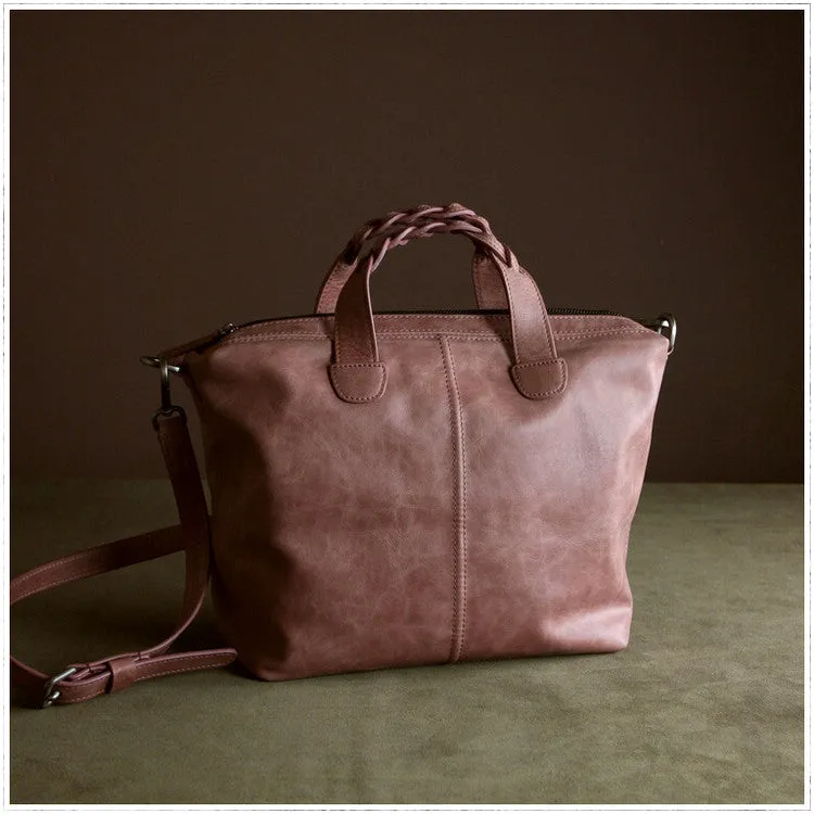 Womens Red Leather Work Handbag Purse Unique Leather Work Shoulder Purse for Ladies