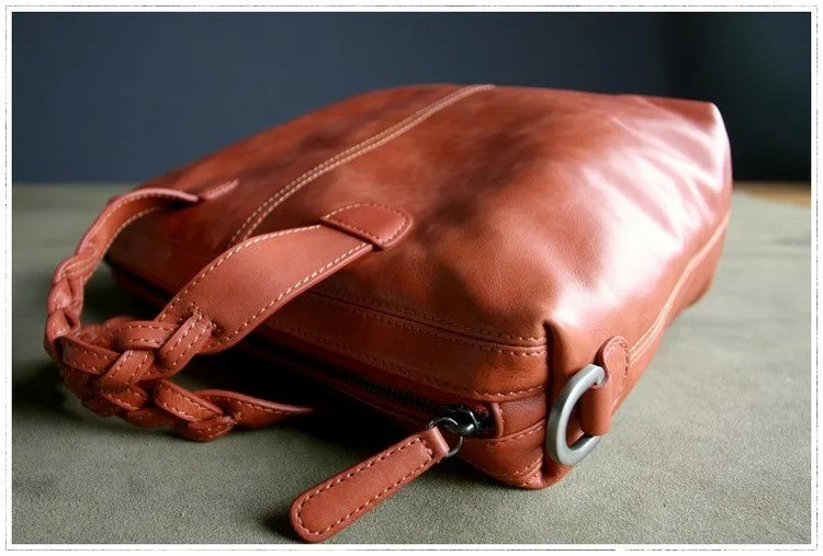 Womens Red Leather Work Handbag Purse Unique Leather Work Shoulder Purse for Ladies