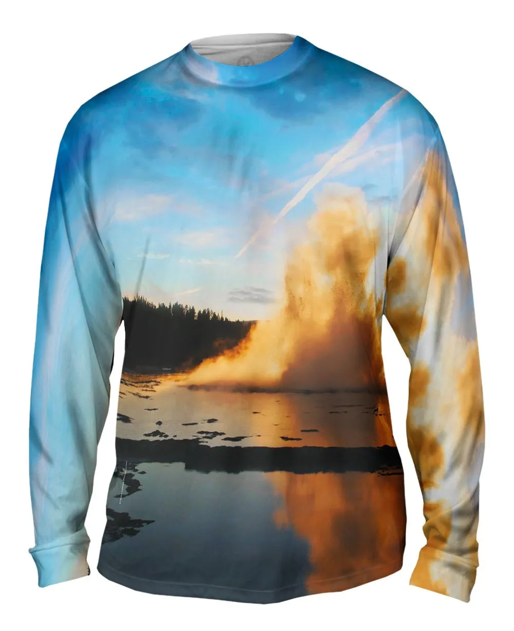 Yellowstone Park Geyser Sunset