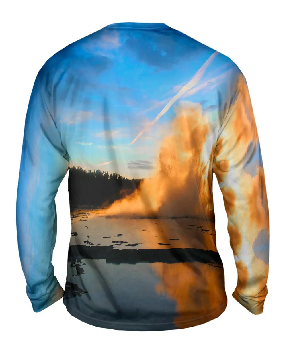 Yellowstone Park Geyser Sunset